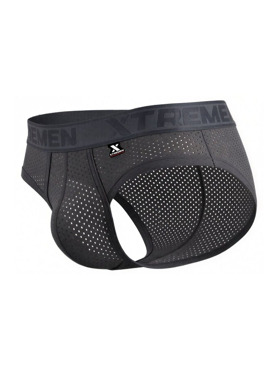 Xtremen 91250 XTREMEN Mens Athletic Performance Mesh Briefs Gray