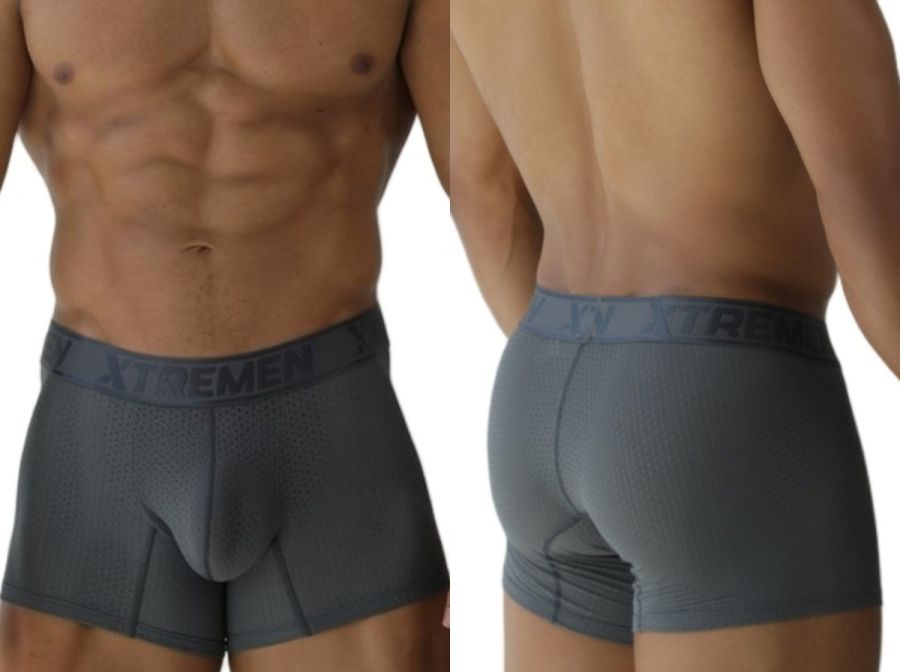Xtremen 91251 Xtremen Mens Micro-Perforated High Performance Boxer Briefs Gray
