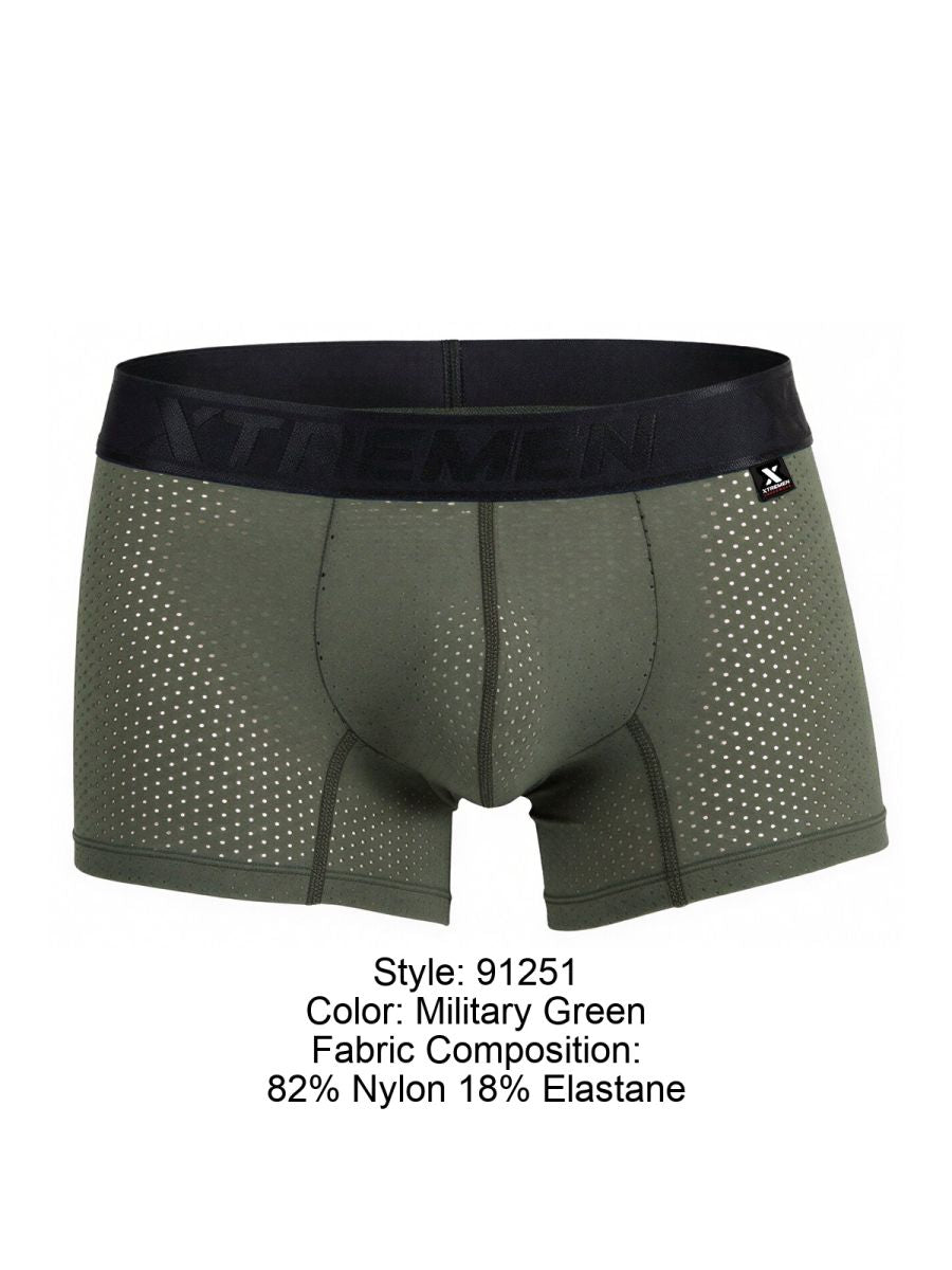 Xtremen 91251 Xtremen Mens Micro-Perforated High Performance Boxer Briefs Military Green