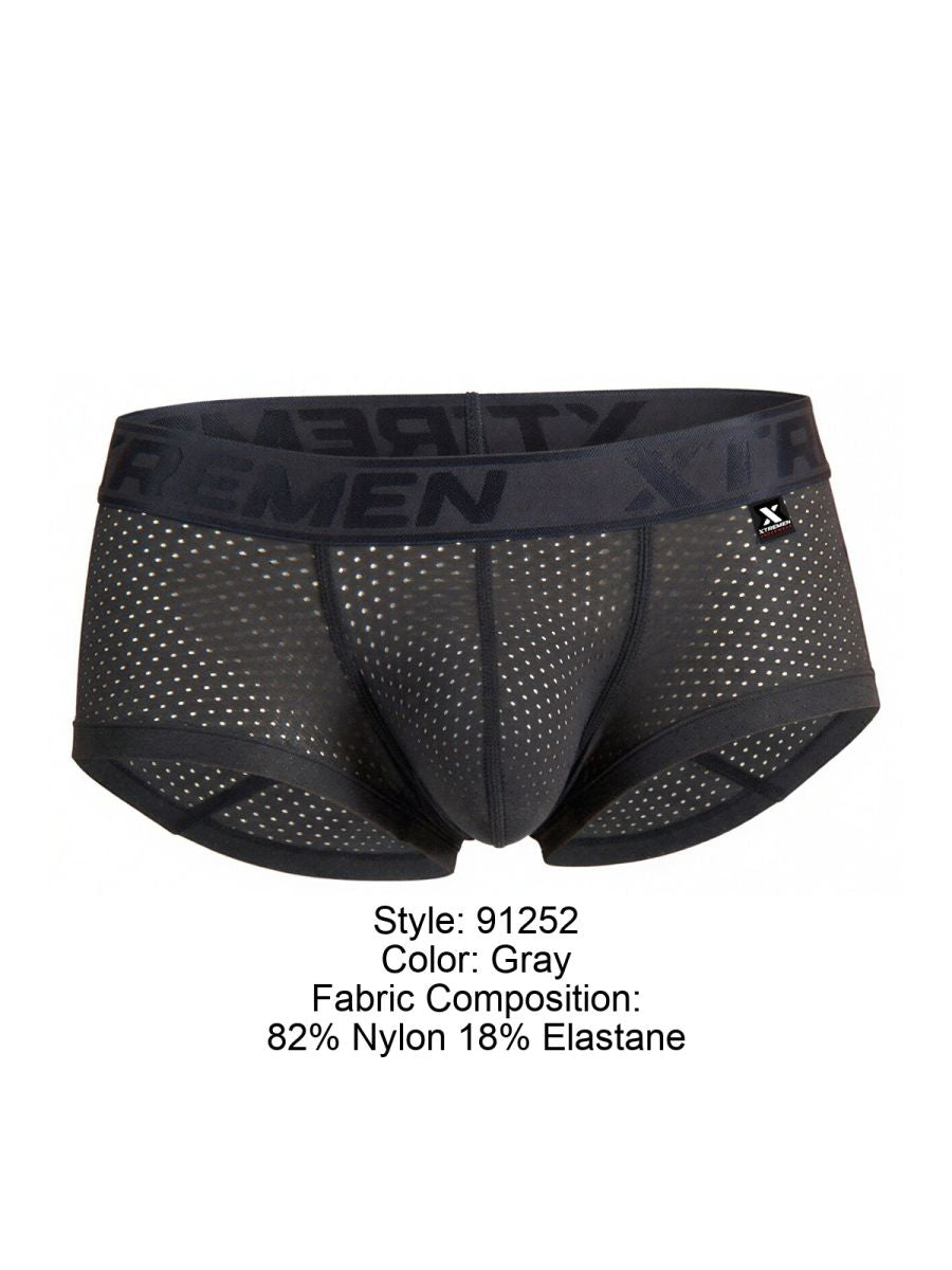 Xtremen 91252 XTREMEN Mens Signature Breathable Modern Trunks Gray
