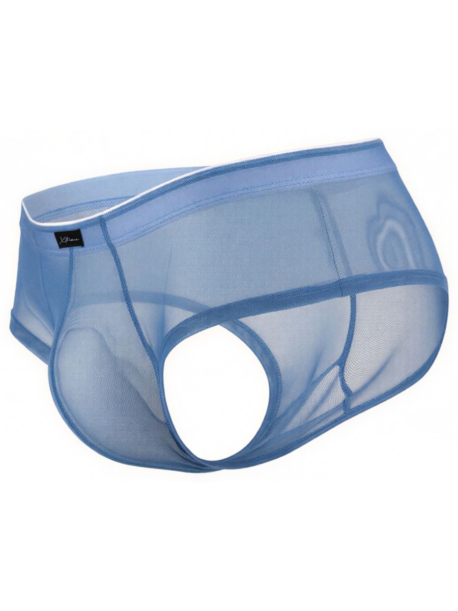 Xtremen 91263 Mens Sheer See-through Microfiber Mesh Briefs Blue