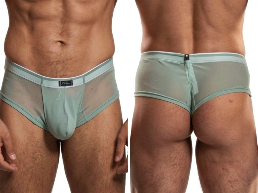 Xtremen 91263 Mens Sheer See-through Microfiber Mesh Briefs Green