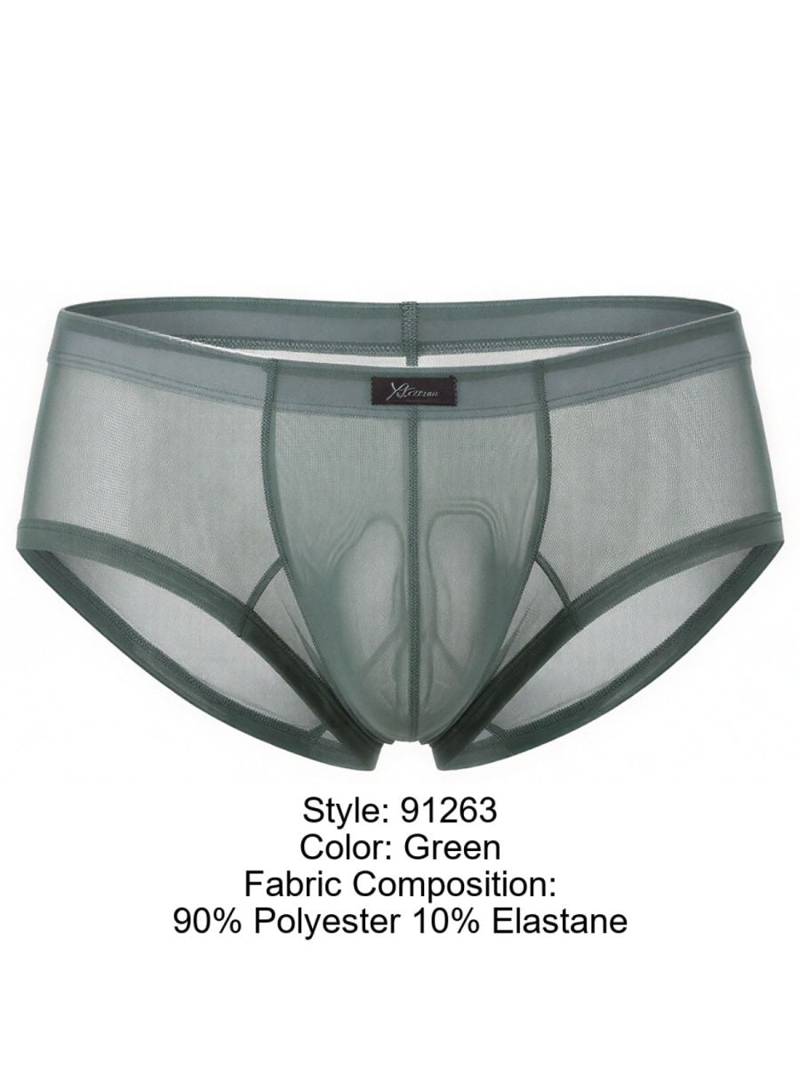 Xtremen 91263 Mens Sheer See-through Microfiber Mesh Briefs Green