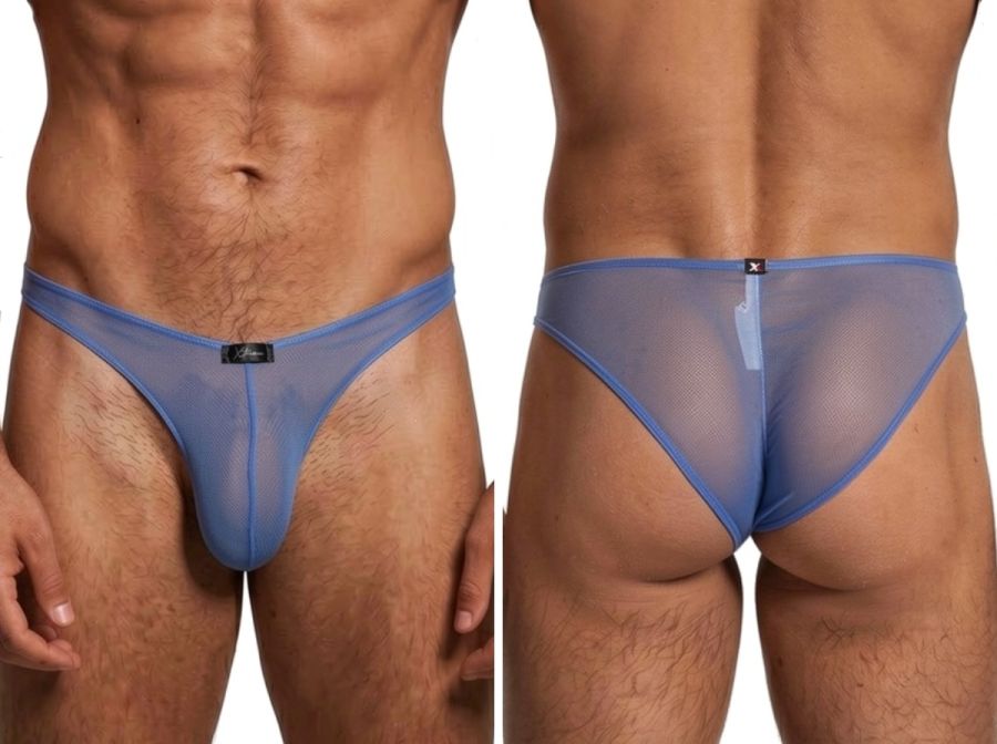Xtremen 91264 Mens Microfiber See-through Mesh Bikini Brief Blue
