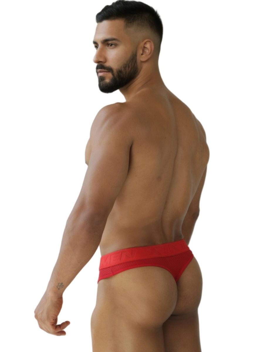 Xtremen 91268 Elite Mens Athletic Micro-Perforated Performance Thongs Red