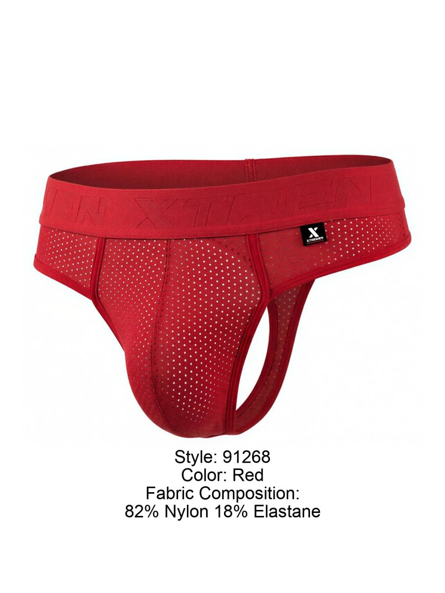 Xtremen 91268 Elite Mens Athletic Micro-Perforated Performance Thongs Red