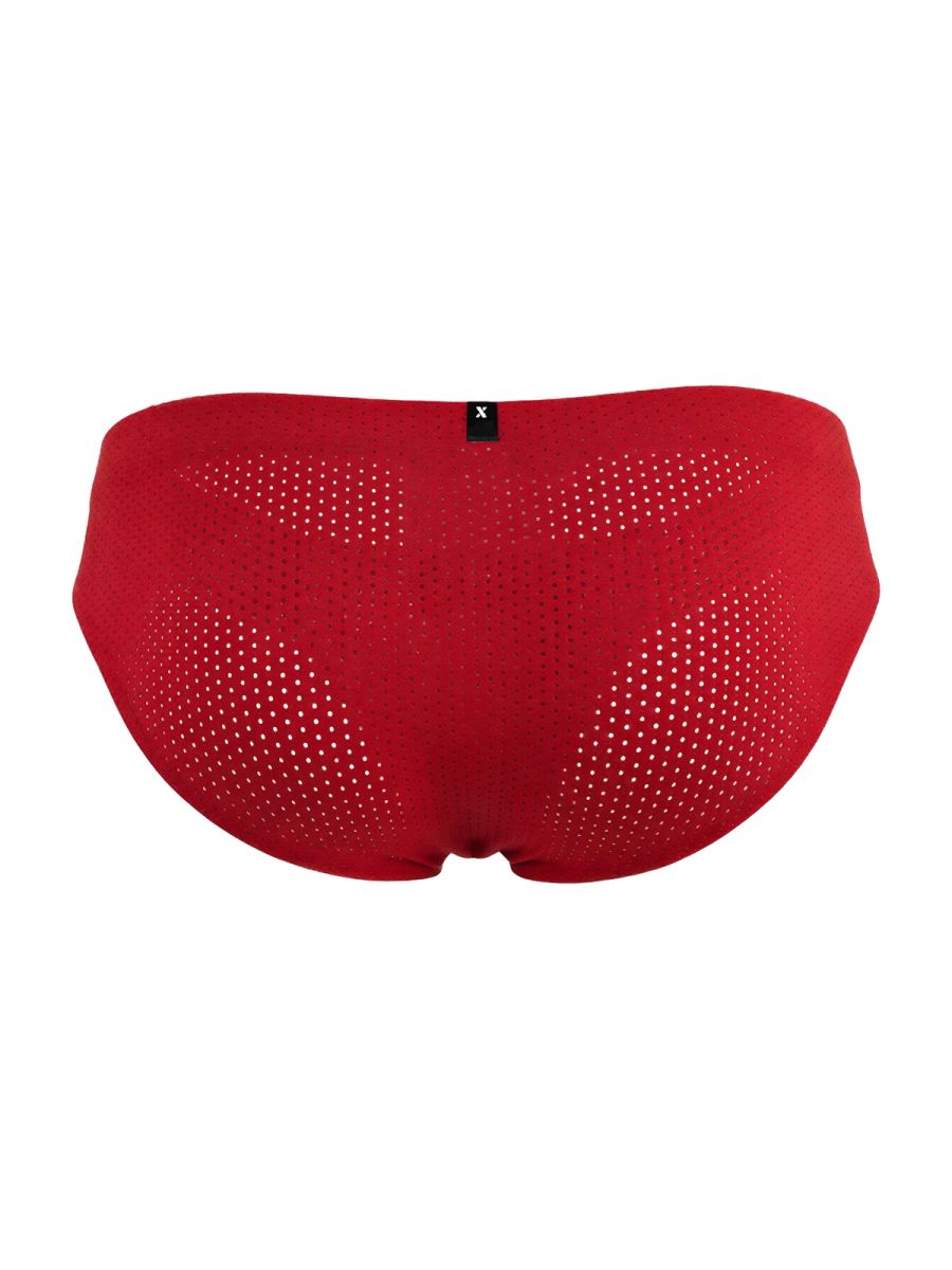 Xtremen 91270 Mens Sleek Low-Rise Perforated Briefs Red