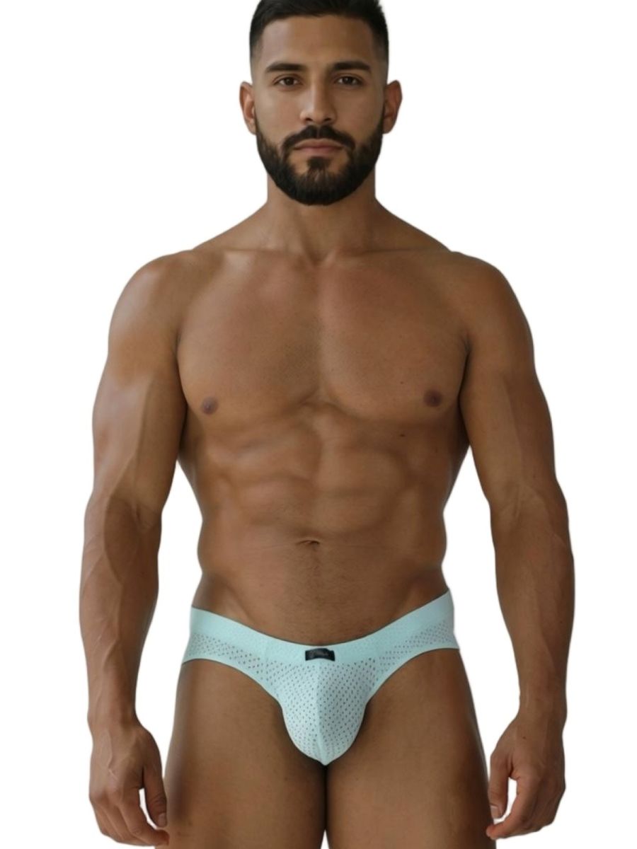 Xtremen 91270 Mens Sleek Low-Rise Perforated Briefs Seawater
