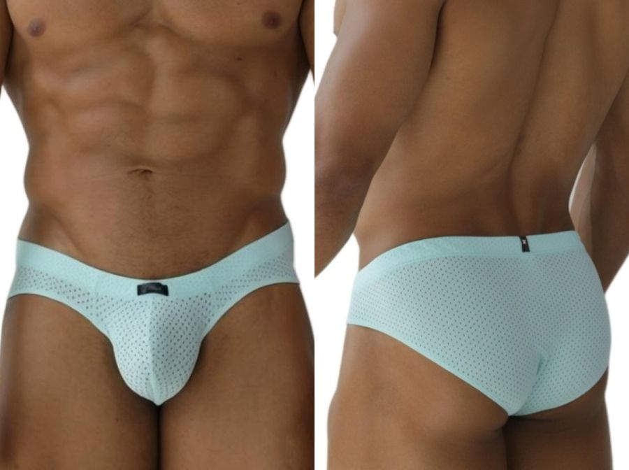 Xtremen 91270 Mens Sleek Low-Rise Perforated Briefs Seawater
