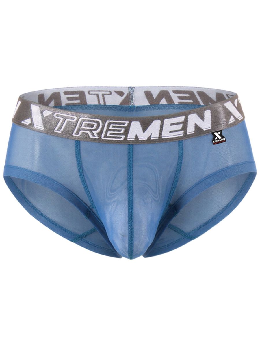 Xtremen 91279 Mens Microfiber Sheer Stretch Mesh Briefs Blue