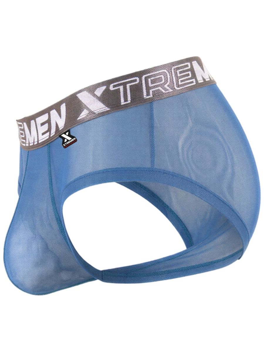 Xtremen 91279 Mens Microfiber Sheer Stretch Mesh Briefs Blue