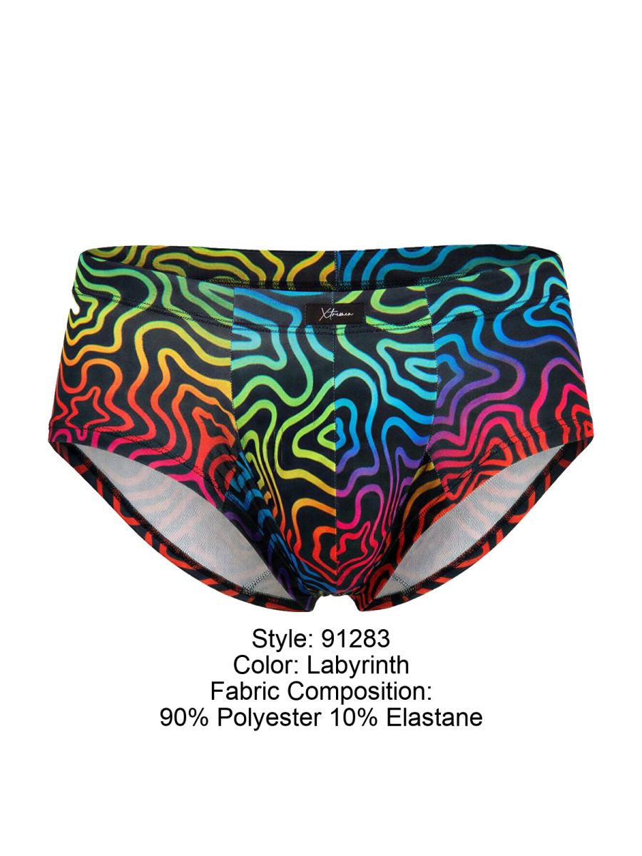 Xtremen 91283 Ultimate Low-Rise Rainbow Printed Briefs Labyrinth