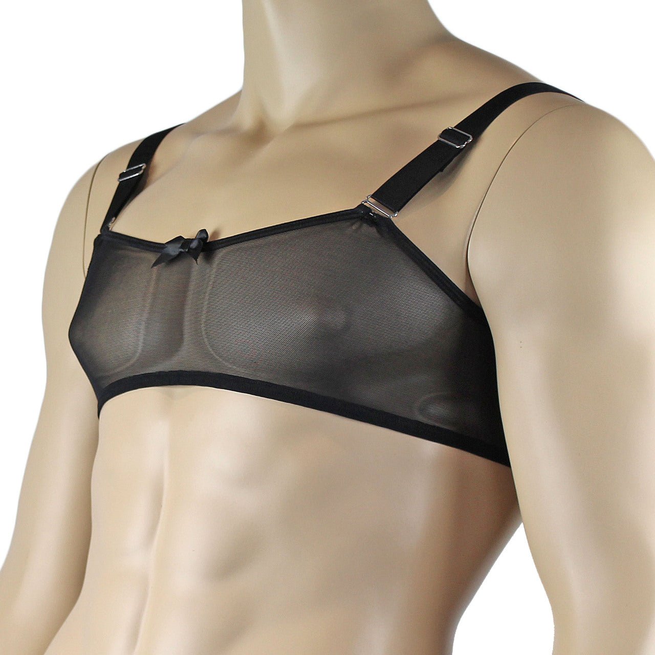 Mens Exotic Sheer Mesh Bra Top Black