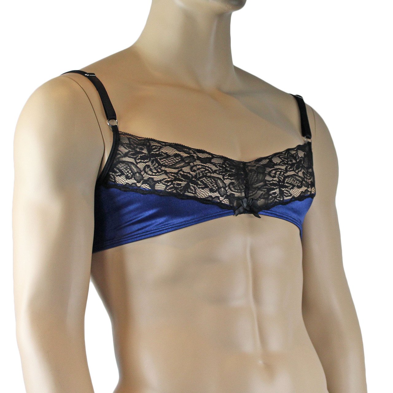Mens Glamour Lycra & Lace Bra Top (navy & Black plus other colours)