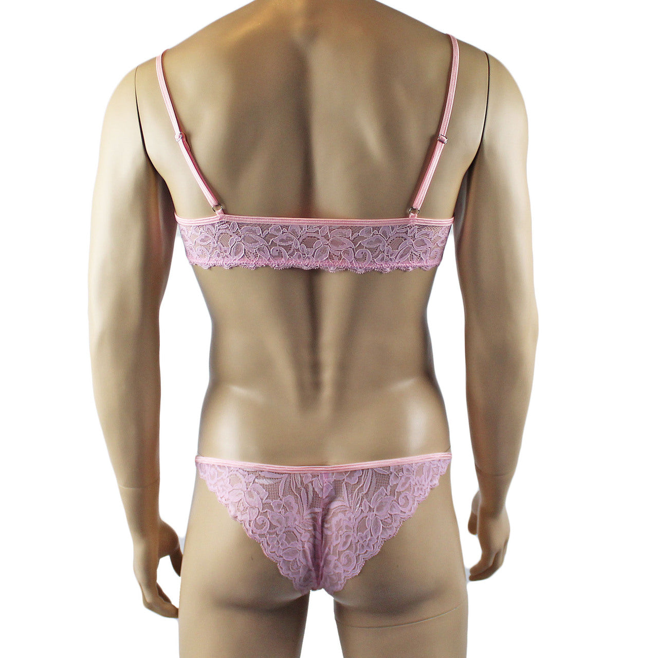 Mens Kristy Lingerie Bra Top and Bikini Brief Light Pink