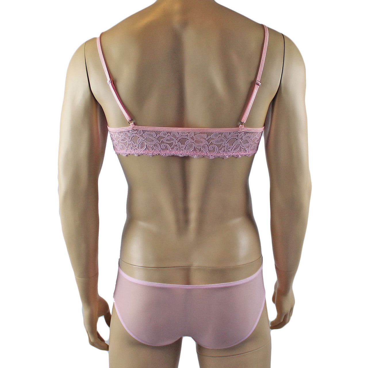 Mens Kristy Lingerie Bra Top and Boxer Briefs Light Pink