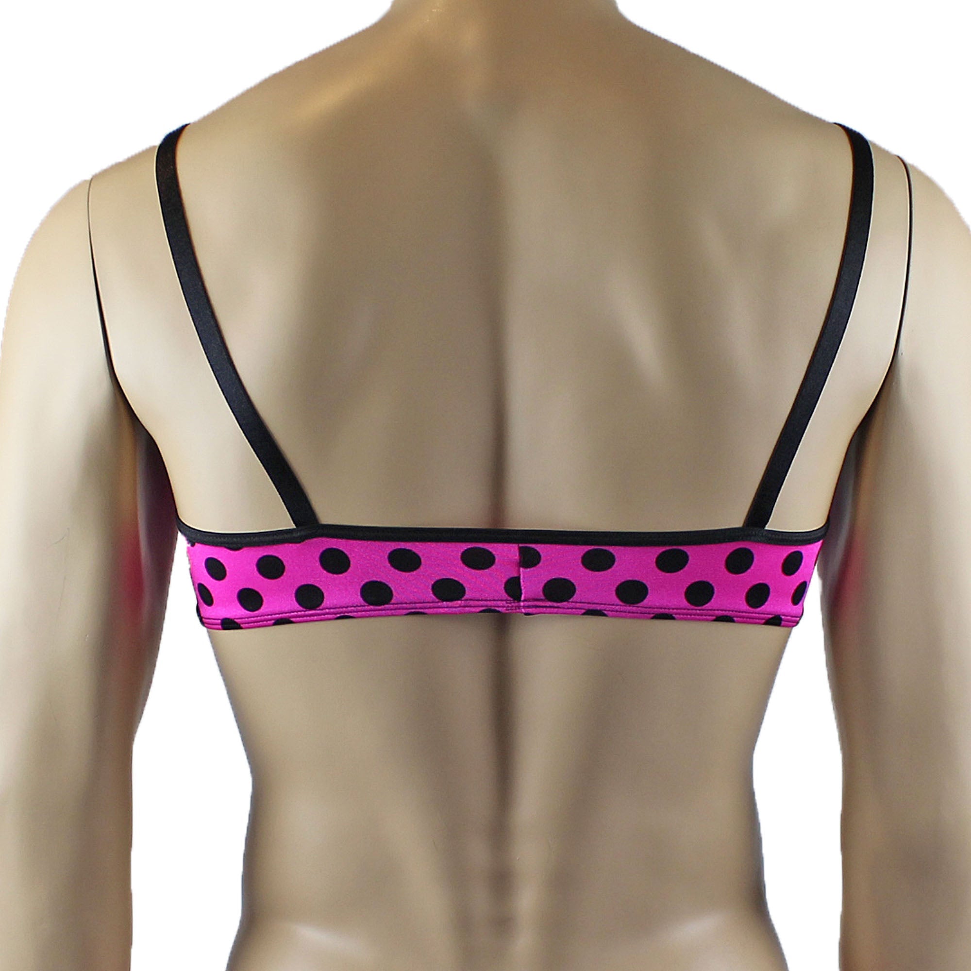 Mens Hot Pink Polka Dot Crop Top Bra & G string Thong