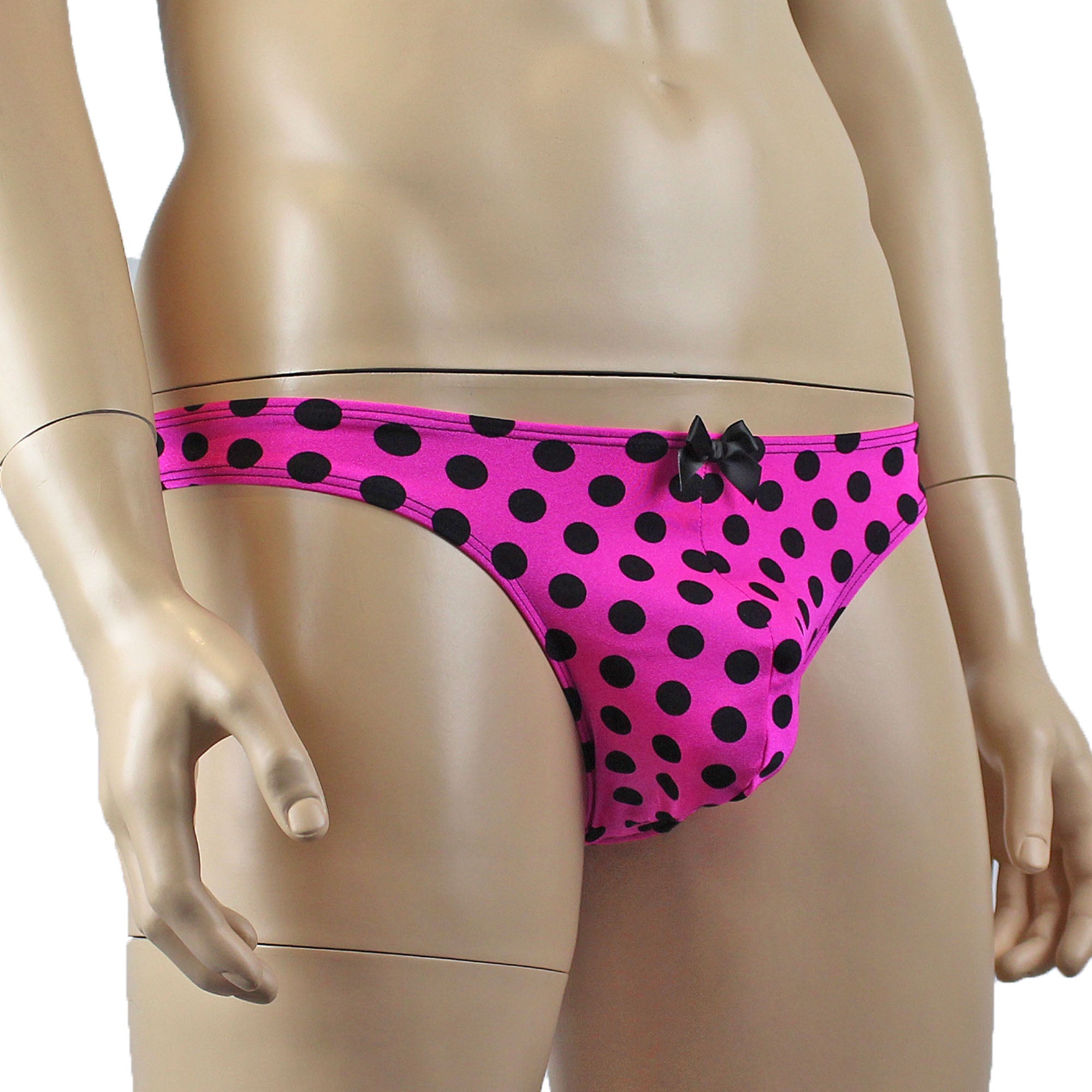 Mens Hot Pink Polka Dot Crop Top Bra & G string Thong