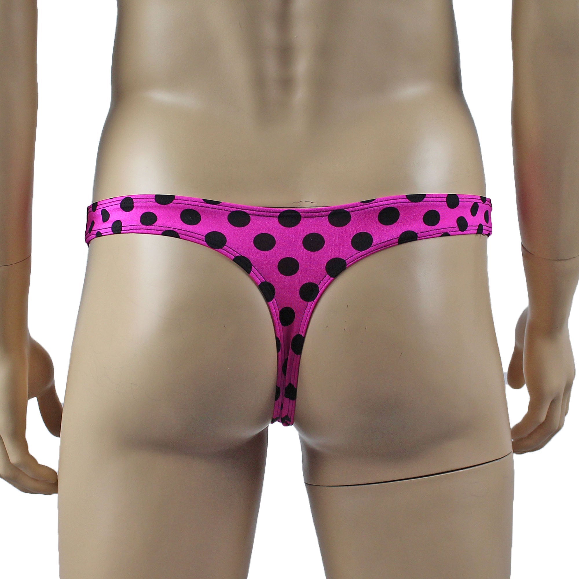 Mens Hot Pink Polka Dot Crop Top Bra & G string Thong