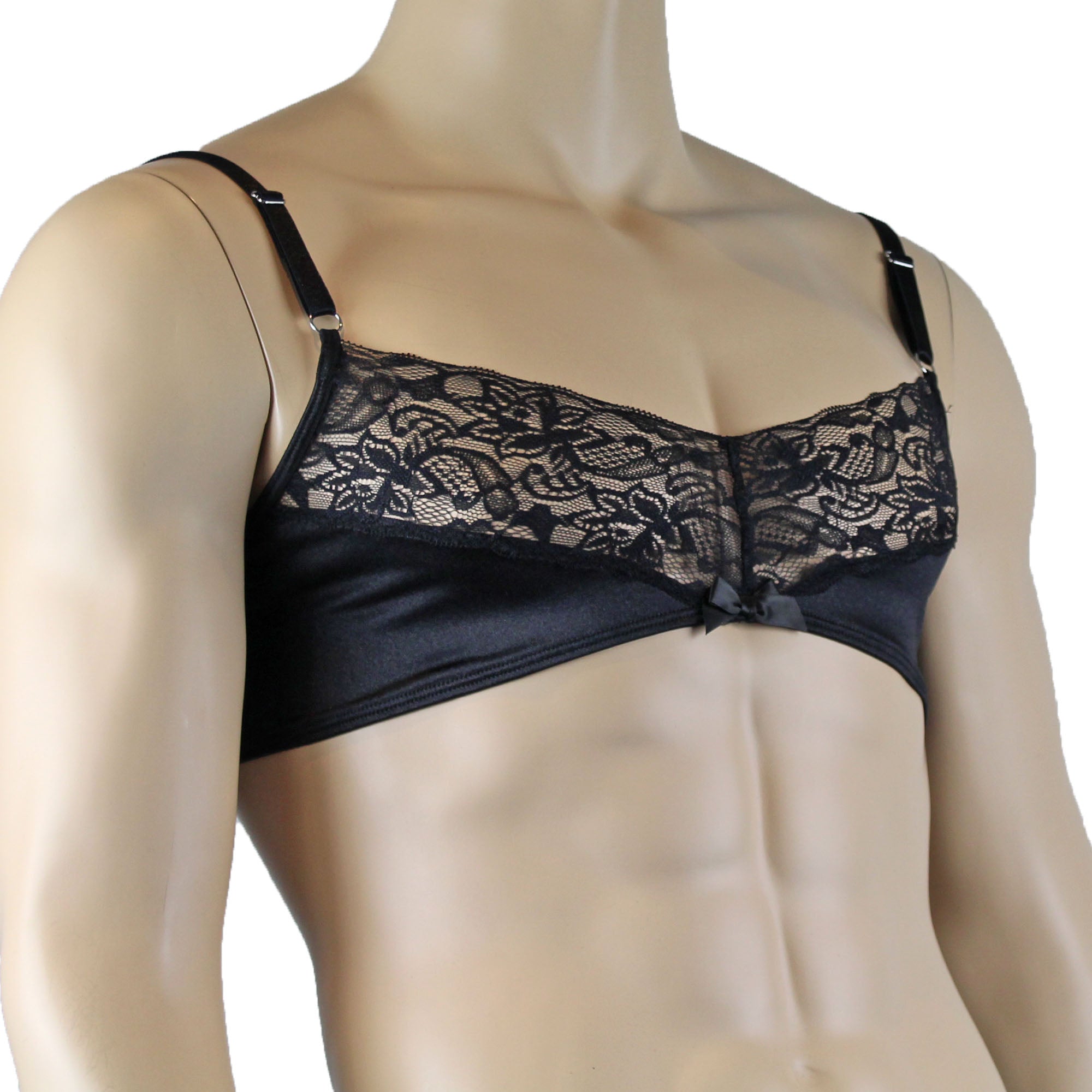 Male Romance Stretch Spandex Bra for Lingerie Men Black or White