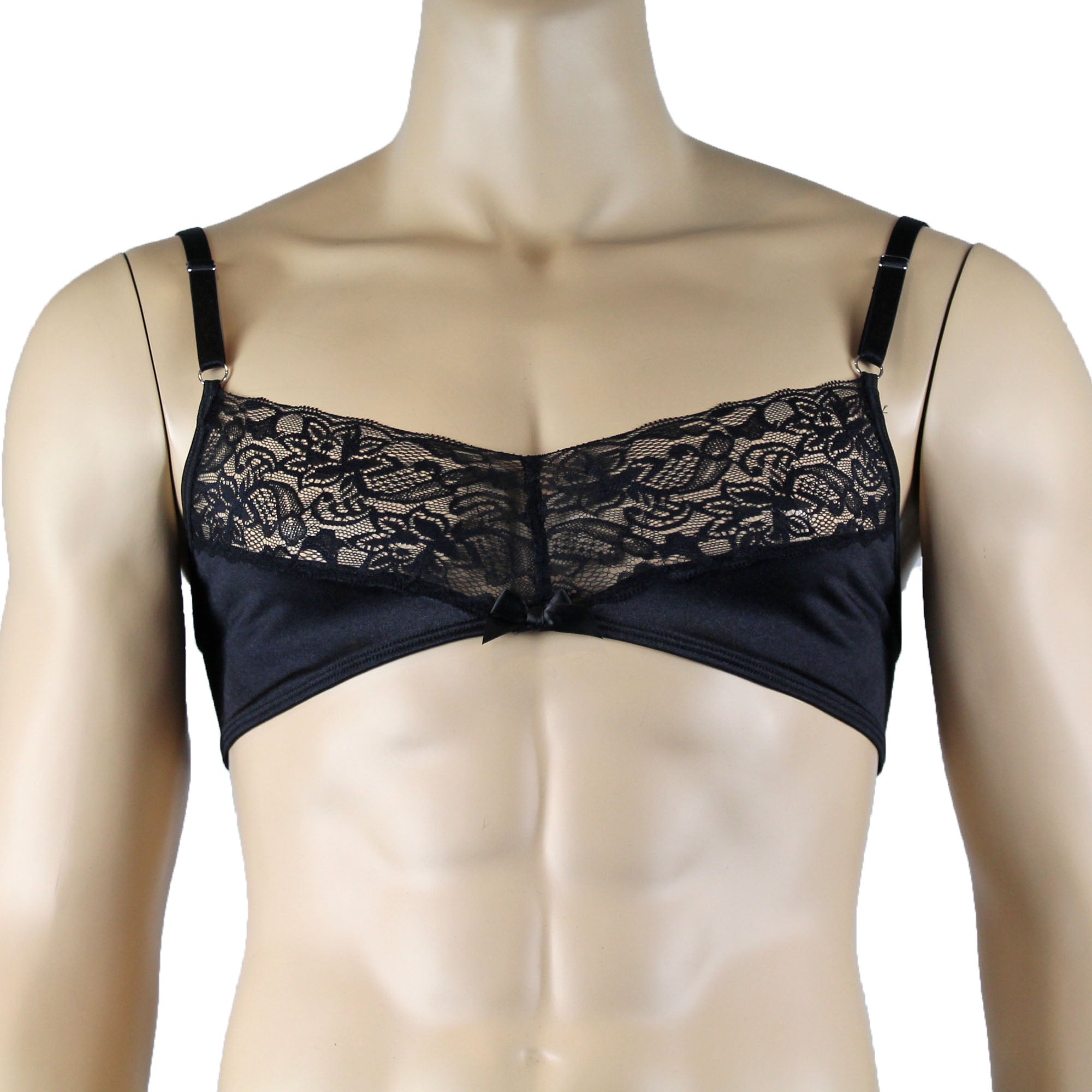 Male Romance Stretch Spandex Bra for Lingerie Men Black or White