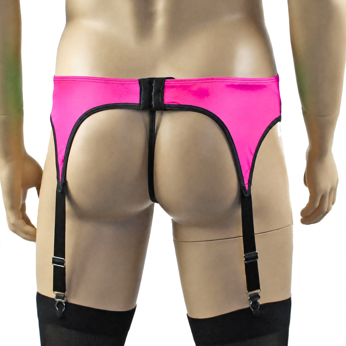 Mens Risque Garterbelt with Adjustable Garters Neon Pink & Black