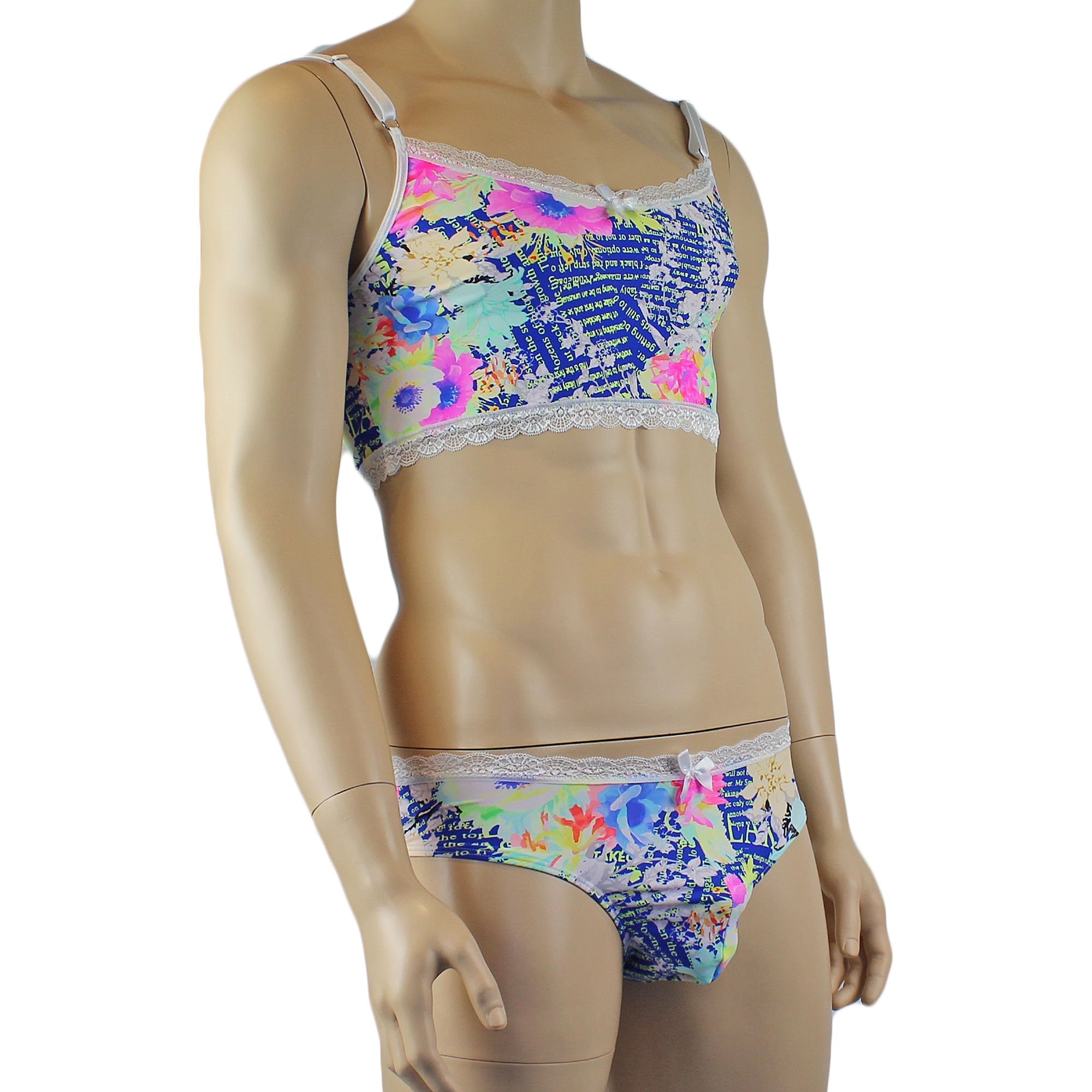 Mens Suzanne Floral Camisole Crop Top & Bikini Brief