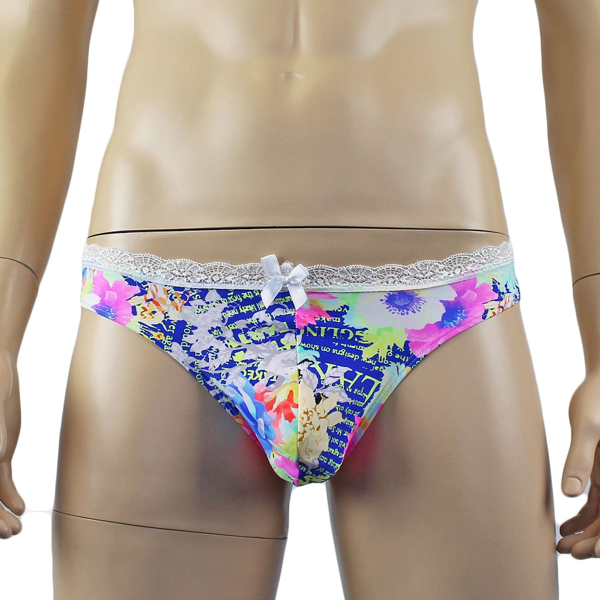 Mens Suzanne Floral G string Thong with Lace Trim
