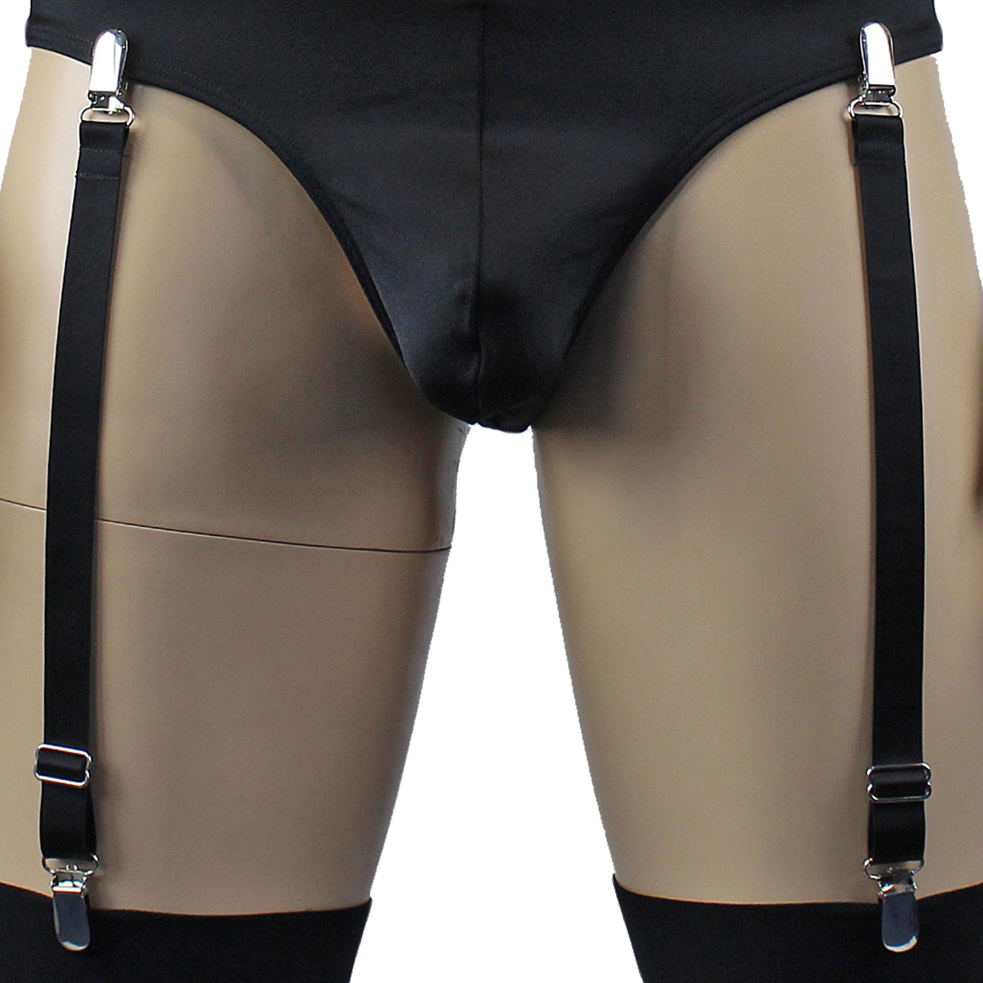 Zoe Detachable 4 Adjustable Garter Set with Metal Clips Black