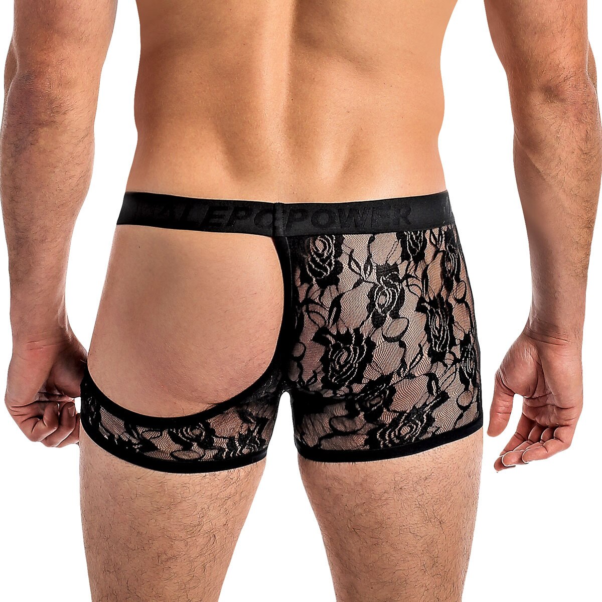 Mens Lace Half Moon Open Front Hot Shorts