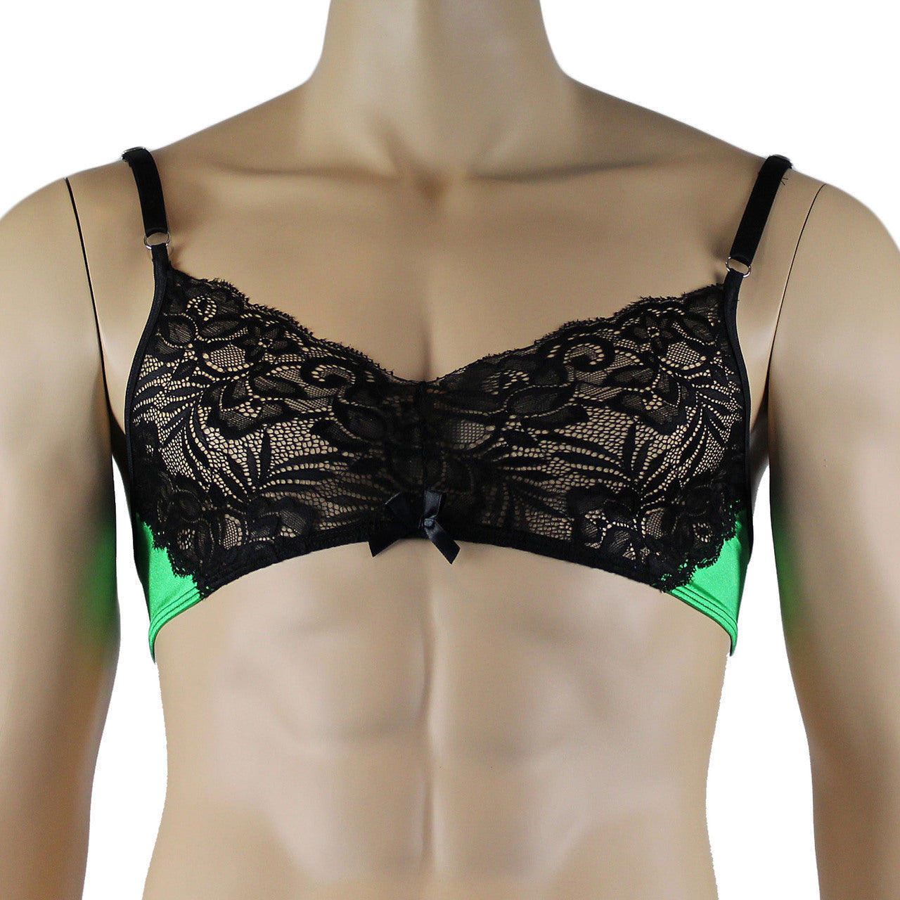 Mens Risque Bra Top and Bikini Brief (green and black plus other colours)