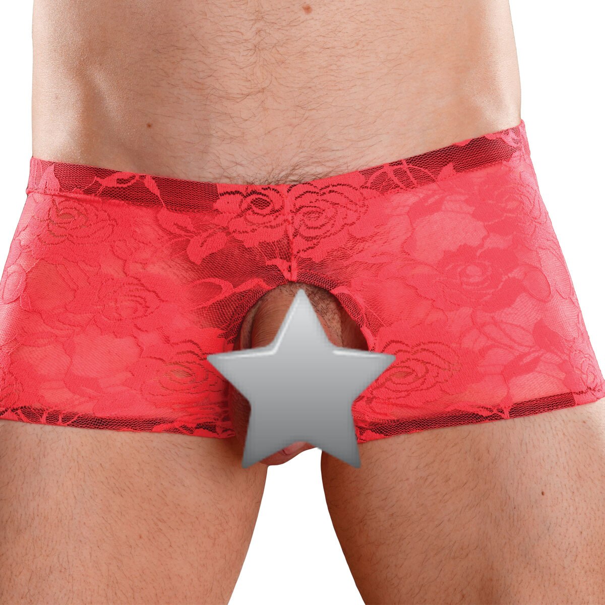 Lace Double Pleasure Open Boxer Briefs Coral