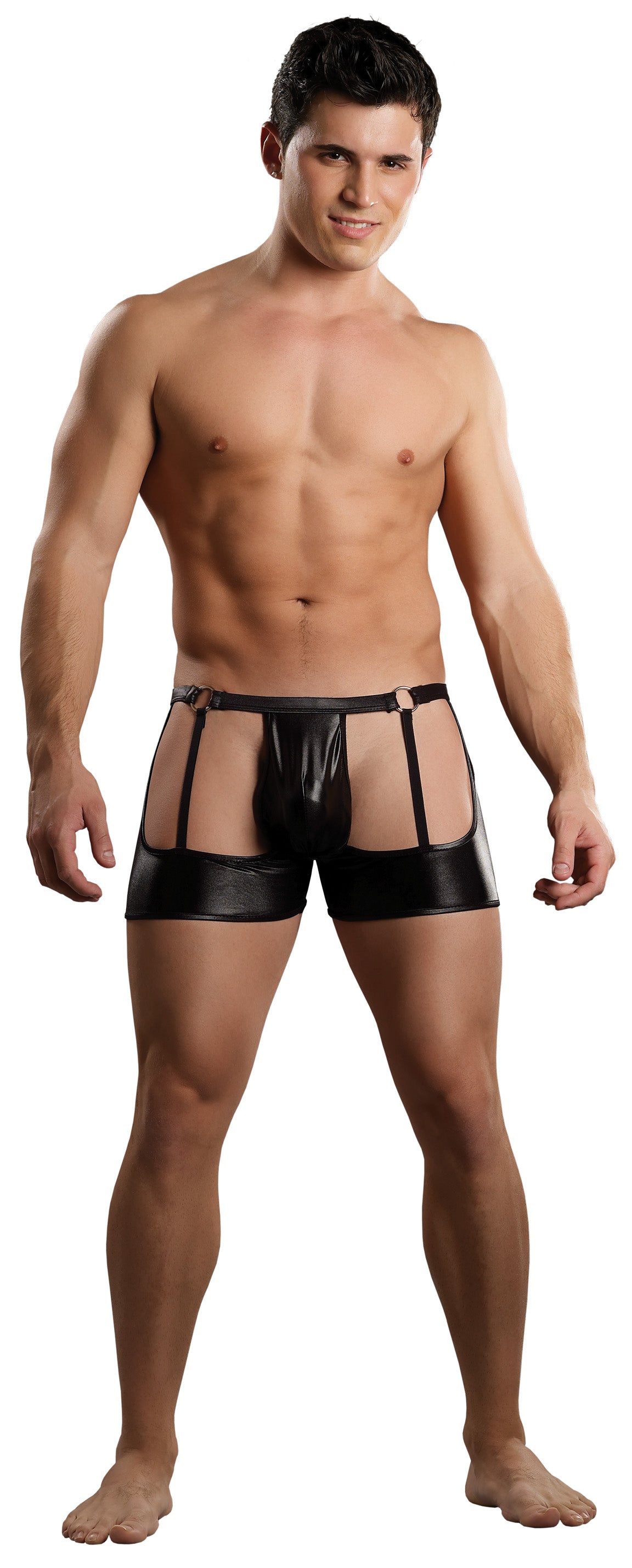 SALE - Mens Garter Short with Rings Black