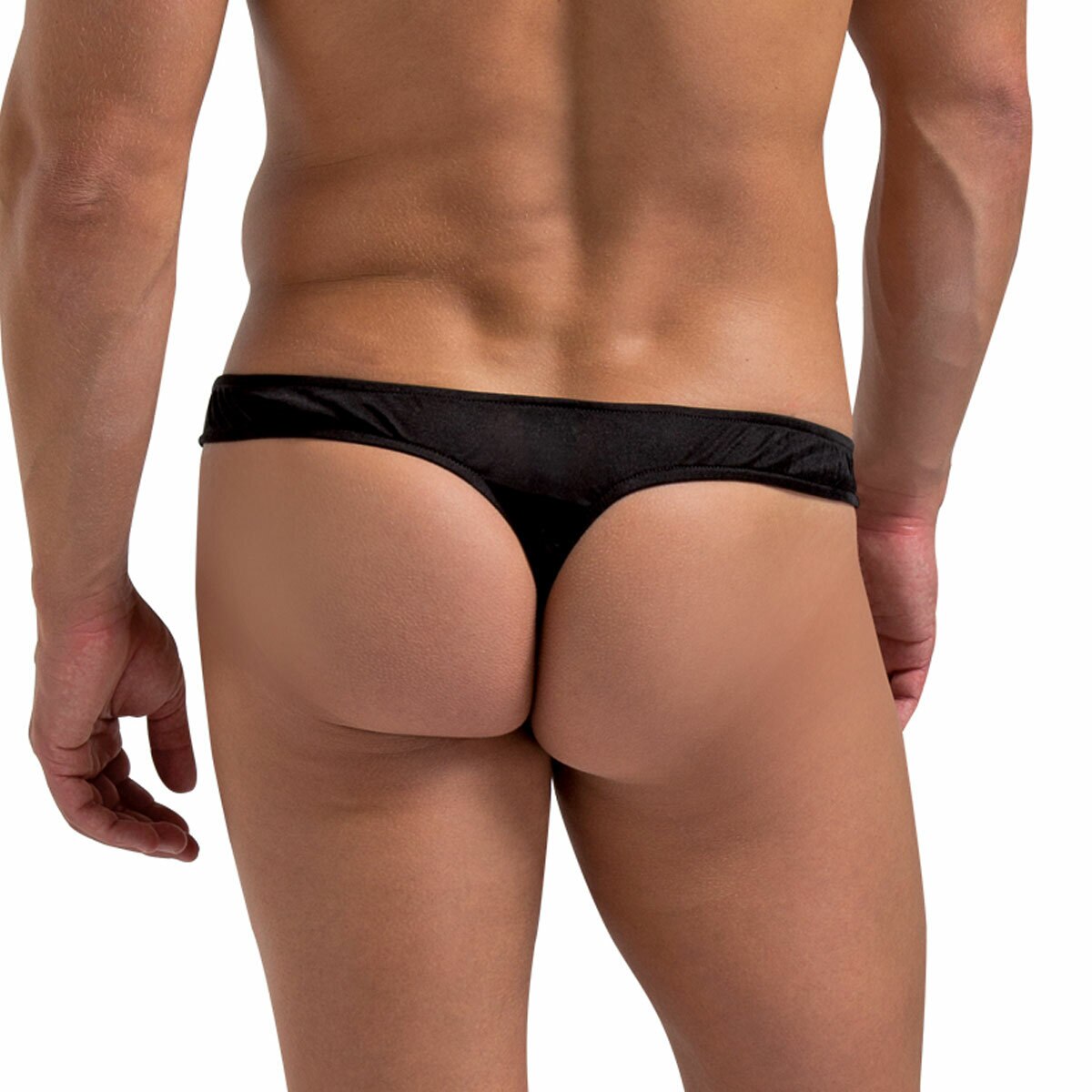 Mens SILK Knit Mini Pouch Thong Black