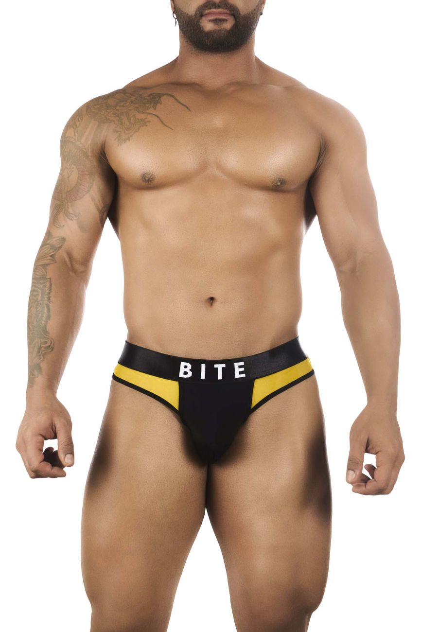 BiteWear BW2023102 Squeeze Papaya Thongs Black Yellow