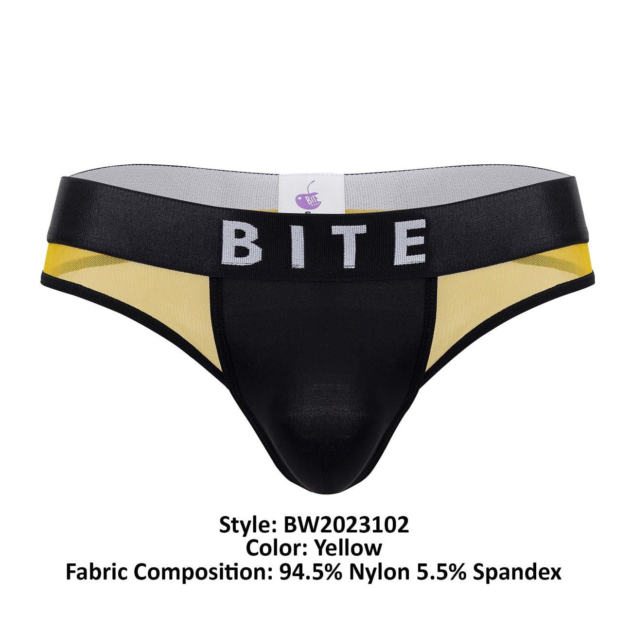 BiteWear BW2023102 Squeeze Papaya Thongs Black Yellow