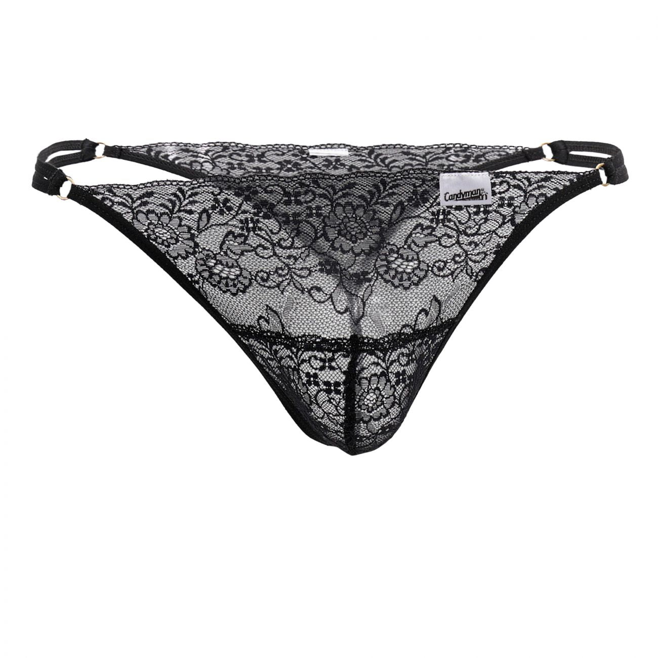 JCSTK - CandyMan 99421 Lace G-String Thongs Black