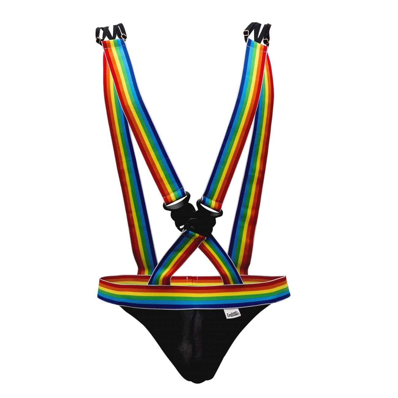 CandyMan 99451 Rainbow Pride Suspenders-Thongs Black