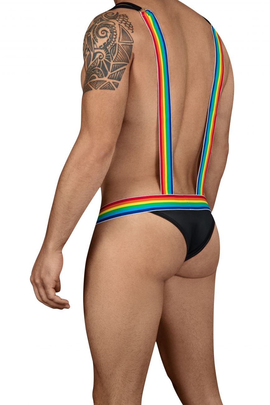 CandyMan 99451 Rainbow Pride Suspenders-Thongs Black