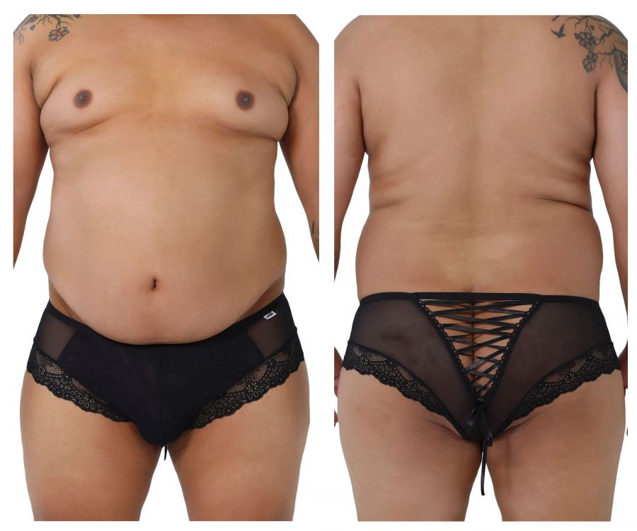 CandyMan 99462X Lace Briefs Black Plus Sizes