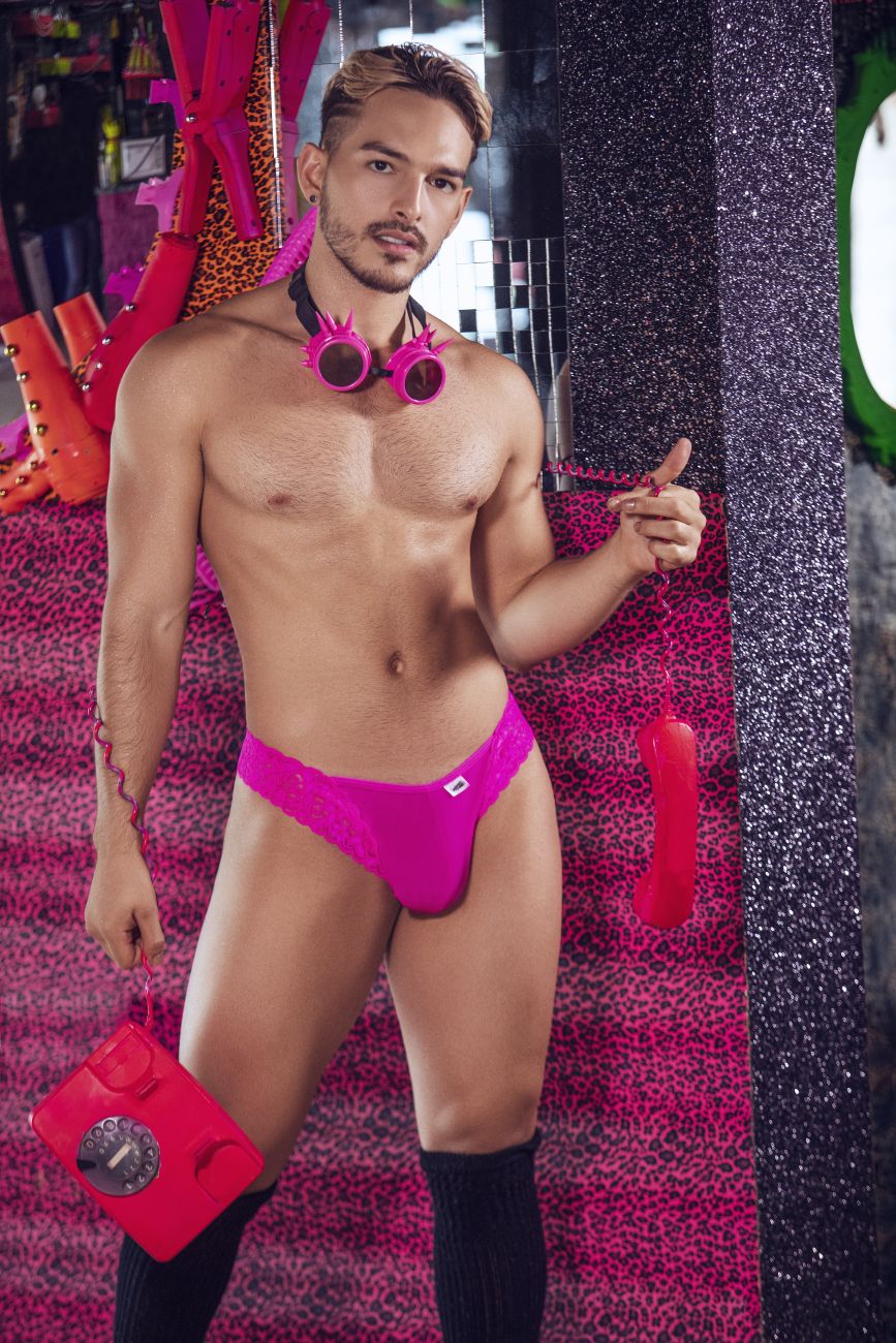 CandyMan 99506 Mesh-Lace Thongs Hot Pink
