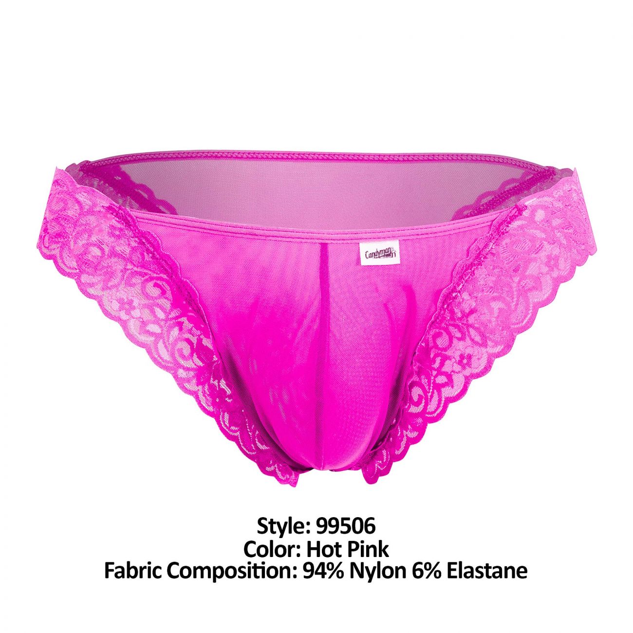 CandyMan 99506 Mesh-Lace Thongs Hot Pink