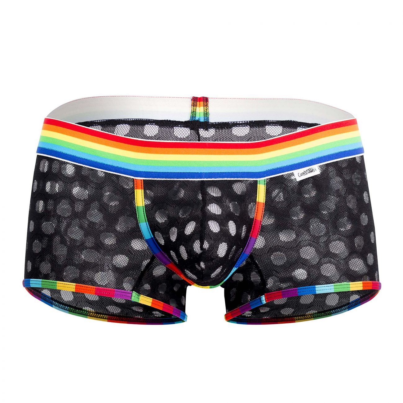 CandyMan 99511X Polka Mesh Trunks Black Rainbow Plus Sizes