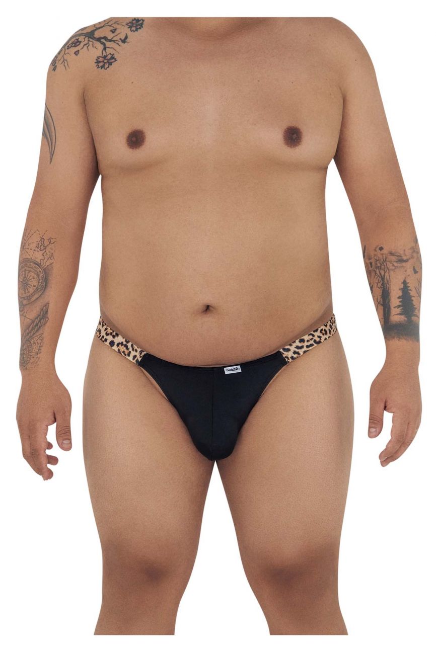 CandyMan 99536X Bikini Jockstrap Black Animal Print Plus Sizes