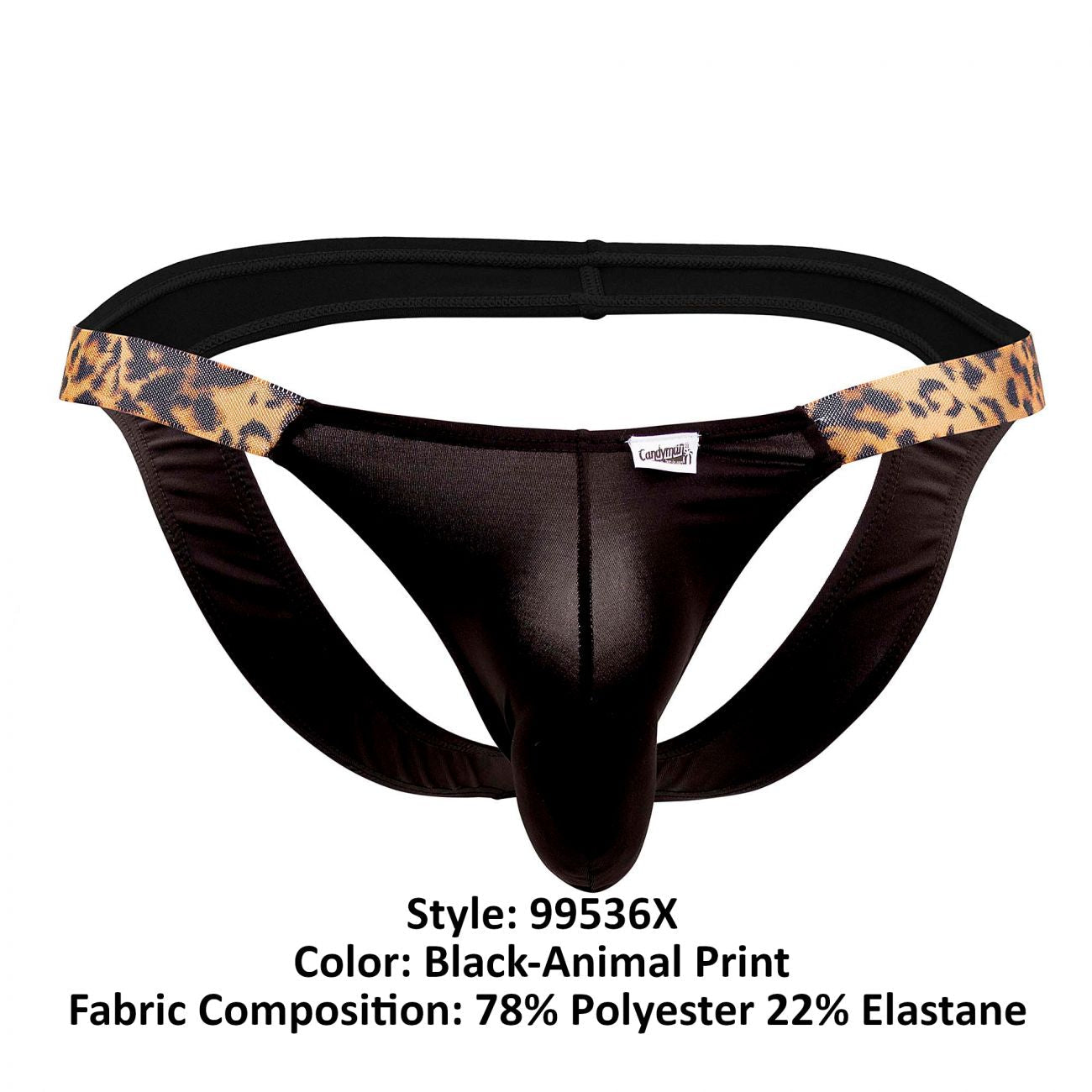 CandyMan 99536X Bikini Jockstrap Black Animal Print Plus Sizes