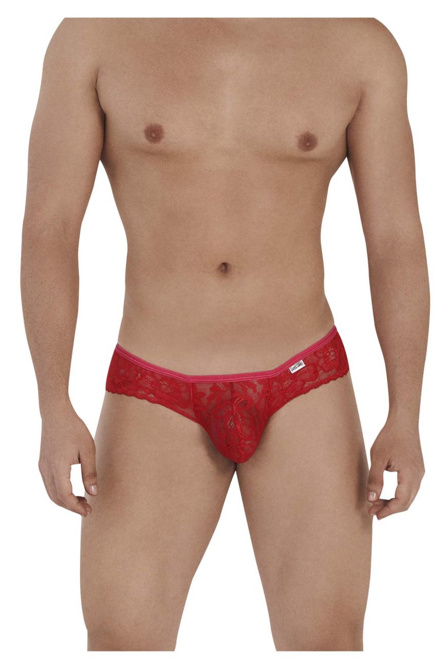 CandyMan 99551 Lace Peekaboo Briefs Red