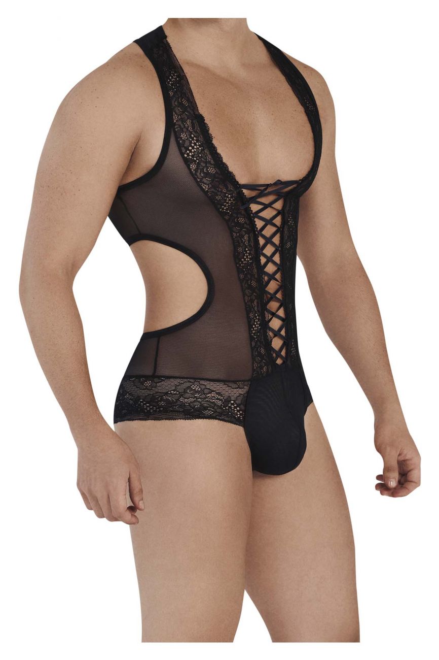 CandyMan 99557 Mesh-Lace Bodysuit Black