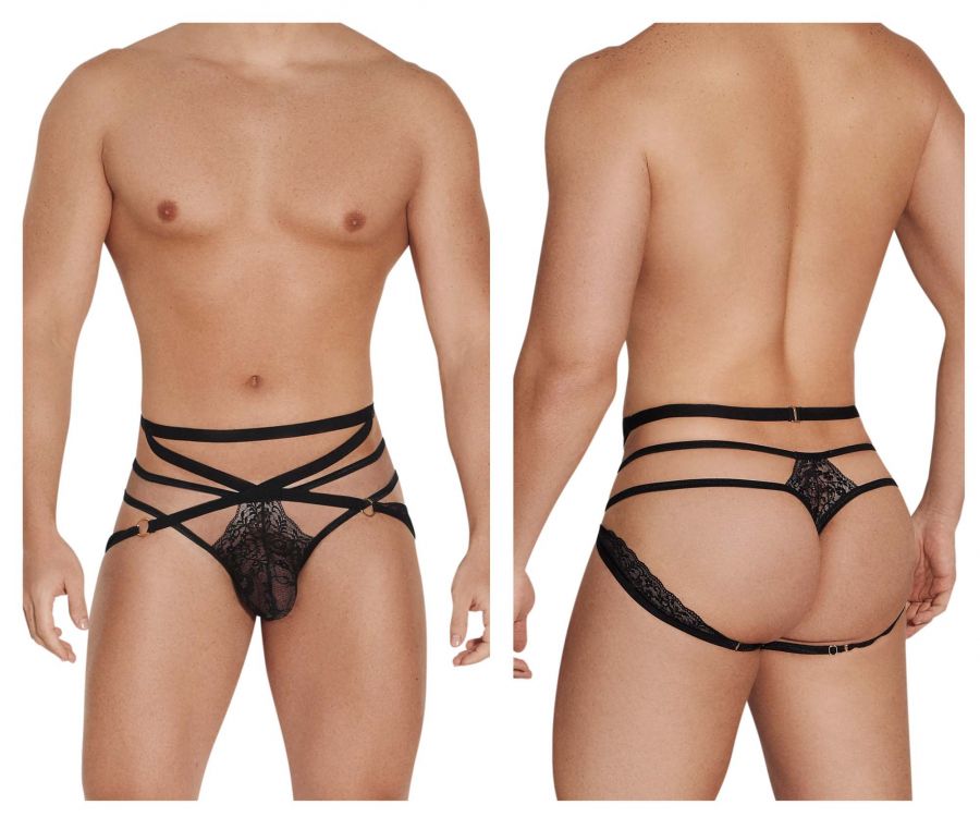 CandyMan 99562 Lace Jockstrap Thongs Black