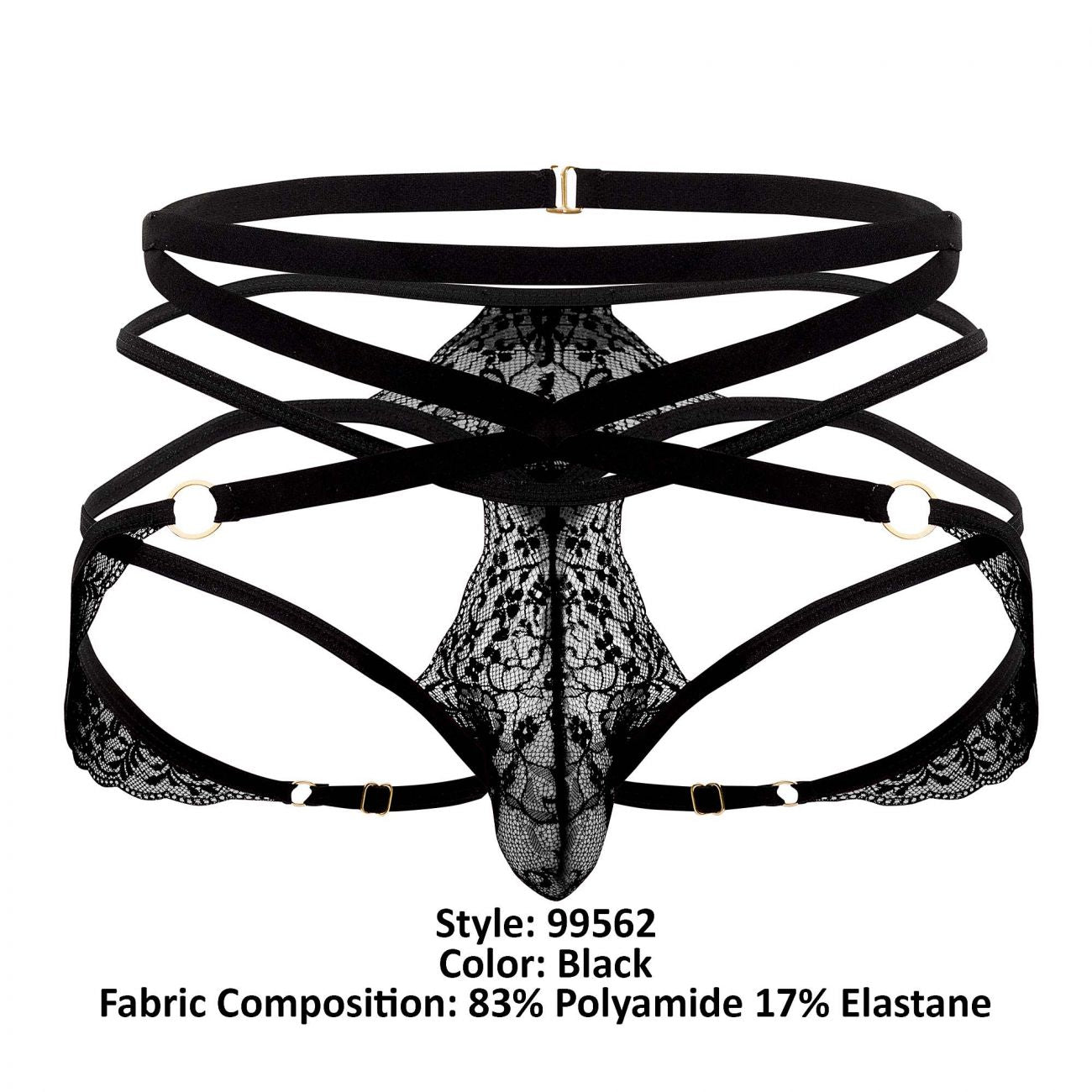 CandyMan 99562 Lace Jockstrap Thongs Black