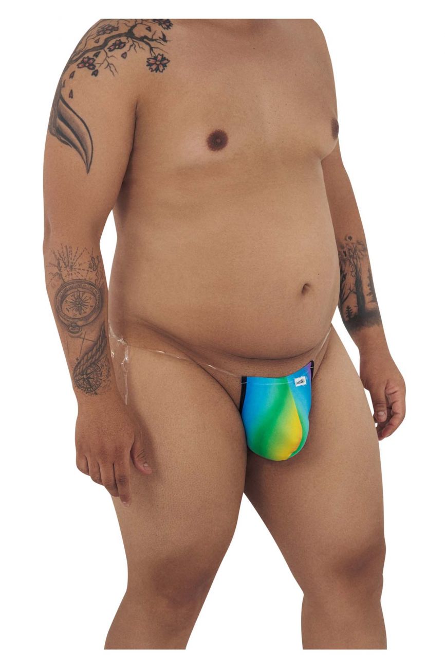 CandyMan 99571X Invisible Strap Micro G-String Rainbow Print Plus Sizes